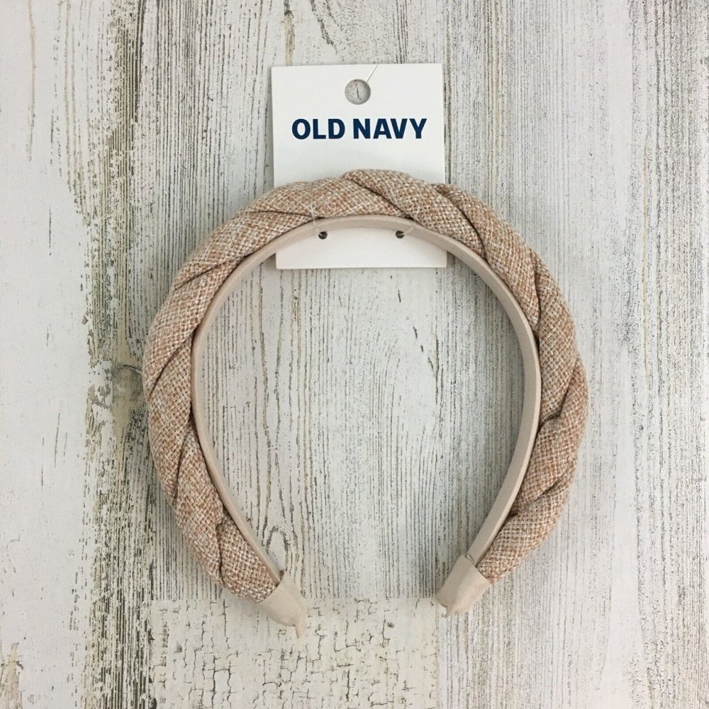 Old Navy Girls Natural Beige Brown Fabric Puffy Padded Headband NWT